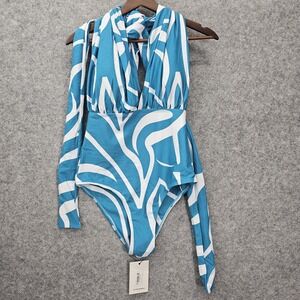 DiarraBlu Swimsuit Womens L Blue Swirl Padded Multiway Infinity Bathing Suit NEW